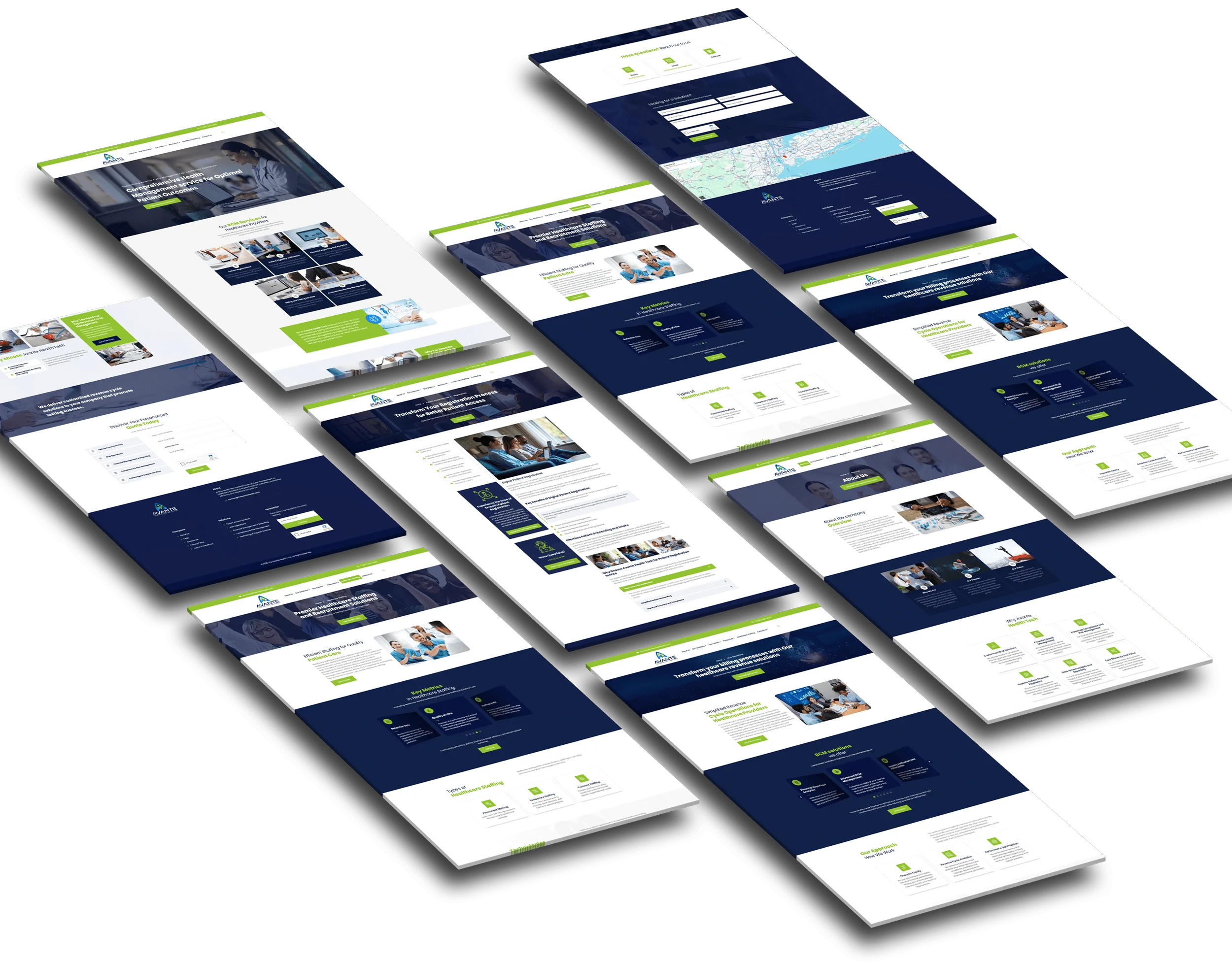 Avante Health website redesign page layouts by vdm 