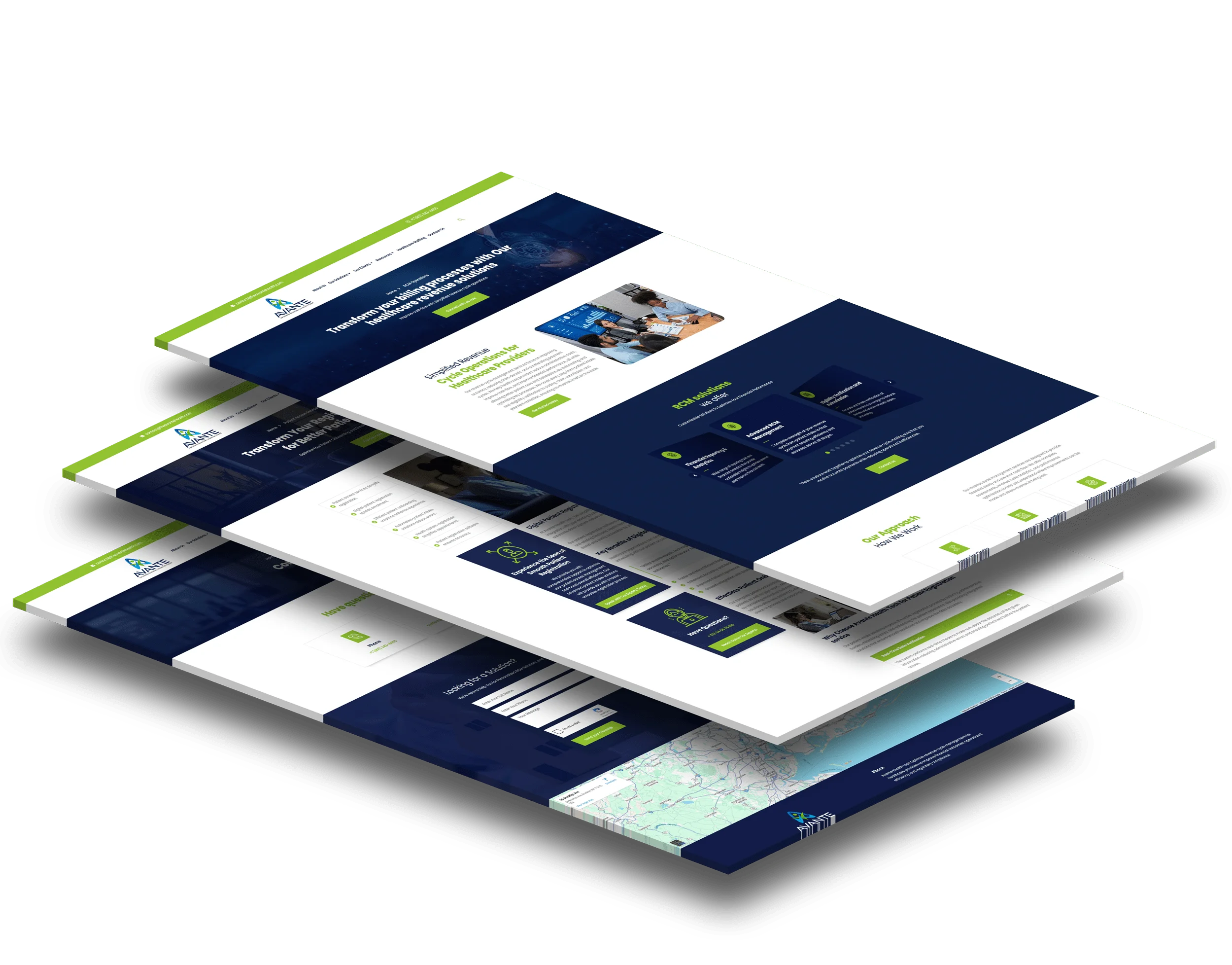 Avante Health website mockup previews by vdm