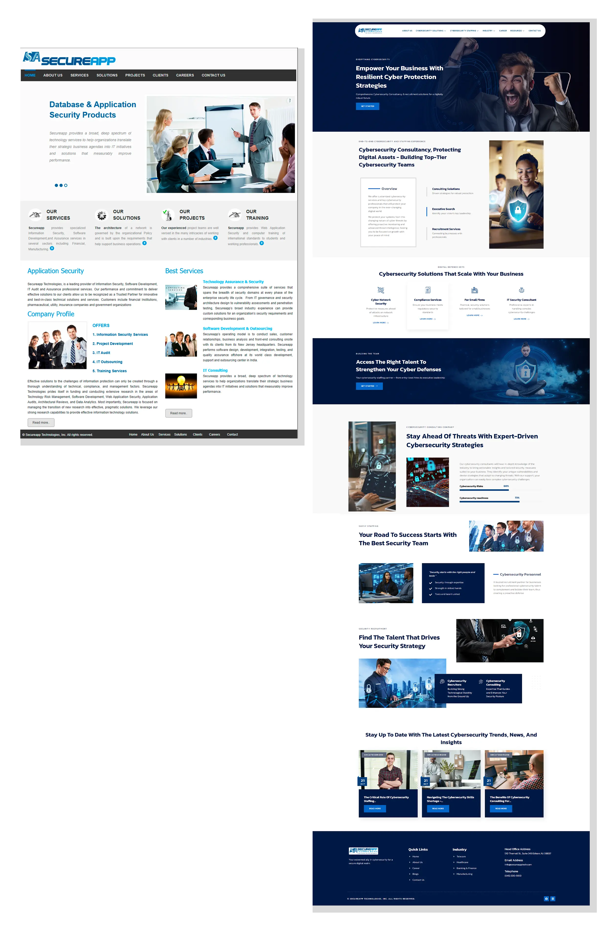 Secureapp Technologies website redesign before and after by vdm