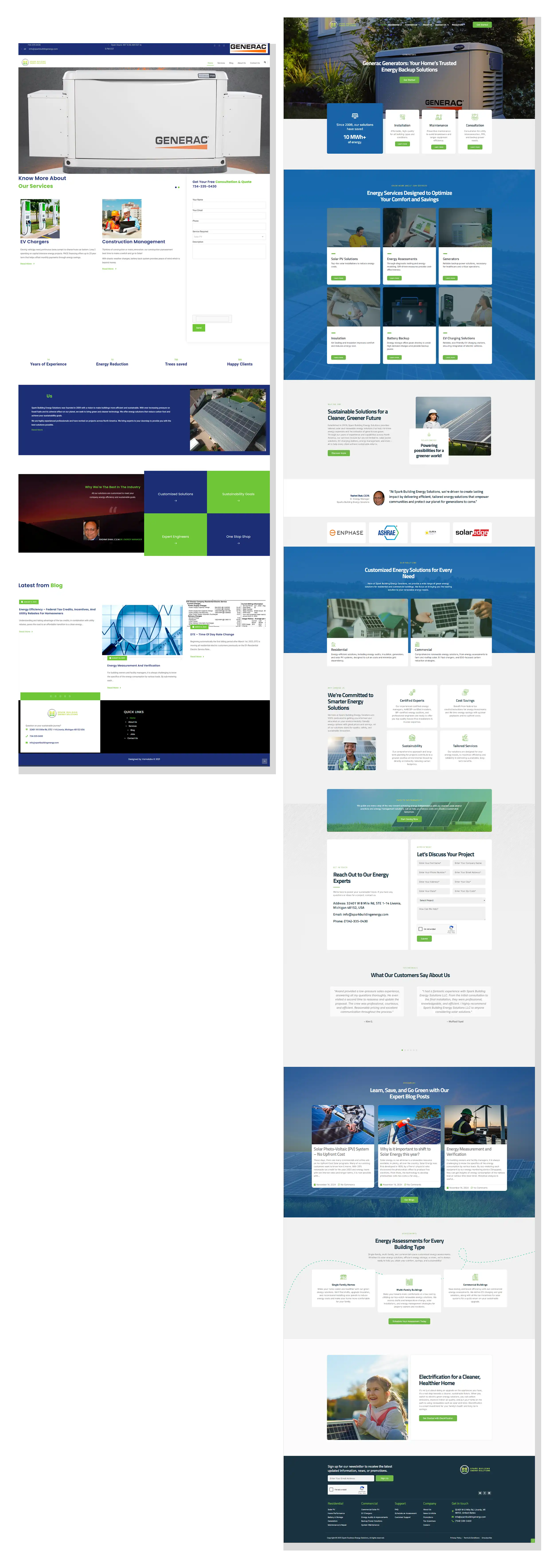 Spark Building Energy Solutions website redesign before and after by vdm