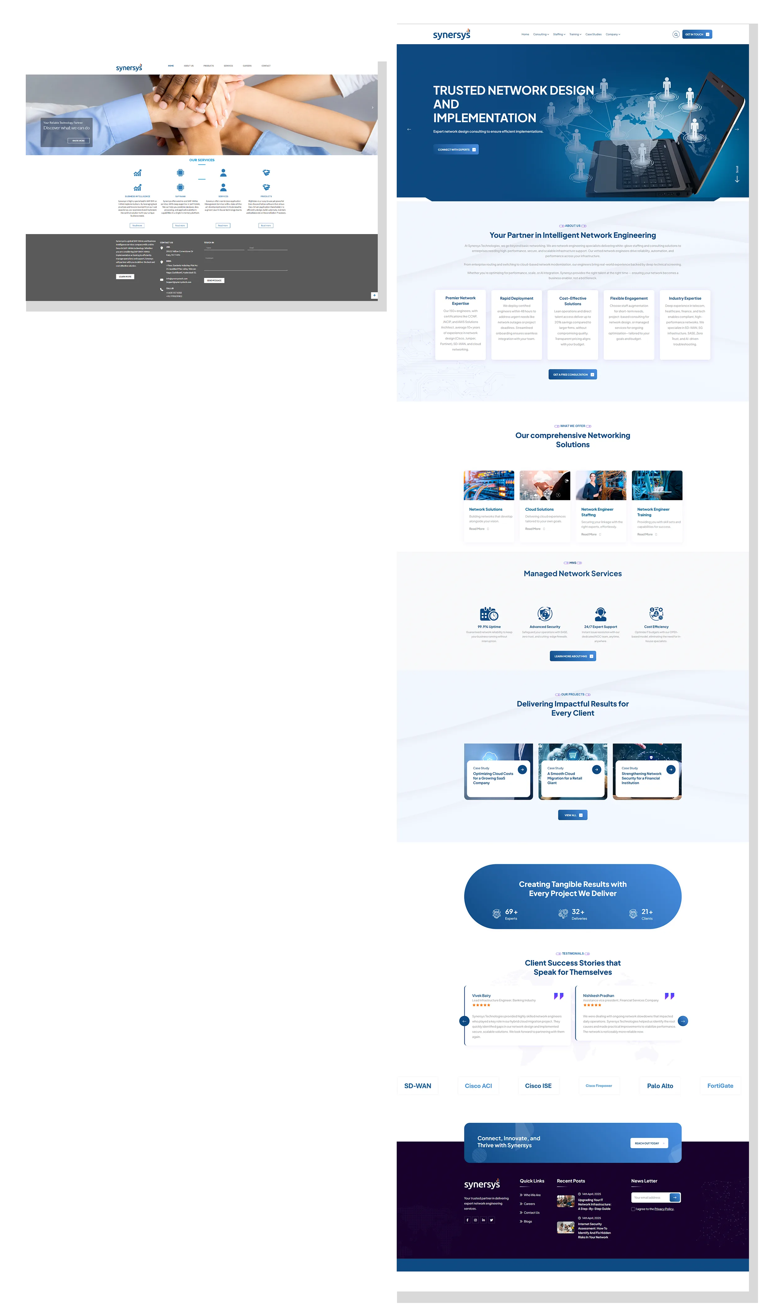 Synersys Technologies website redesign before and after by vdm