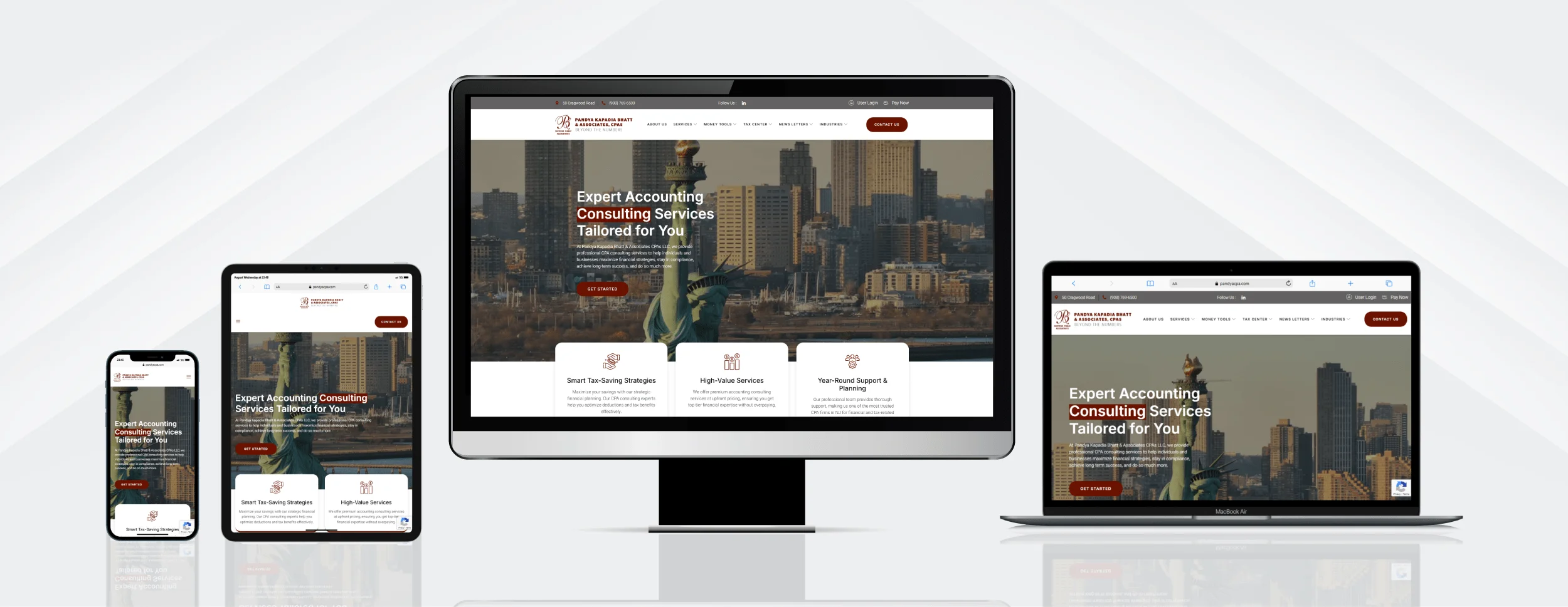 Pandya Kapadia Bhatt responsive website design on devices by vdm