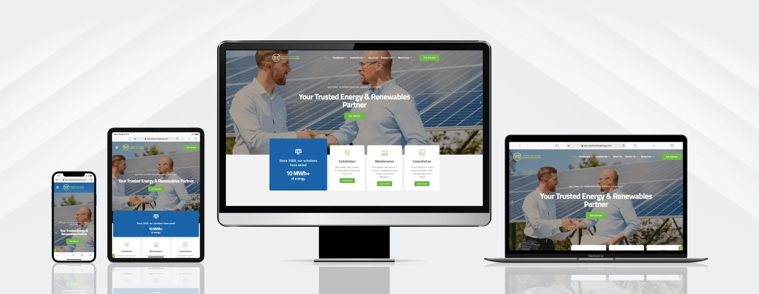 Spark Building Energy responsive website design on devices by vdm