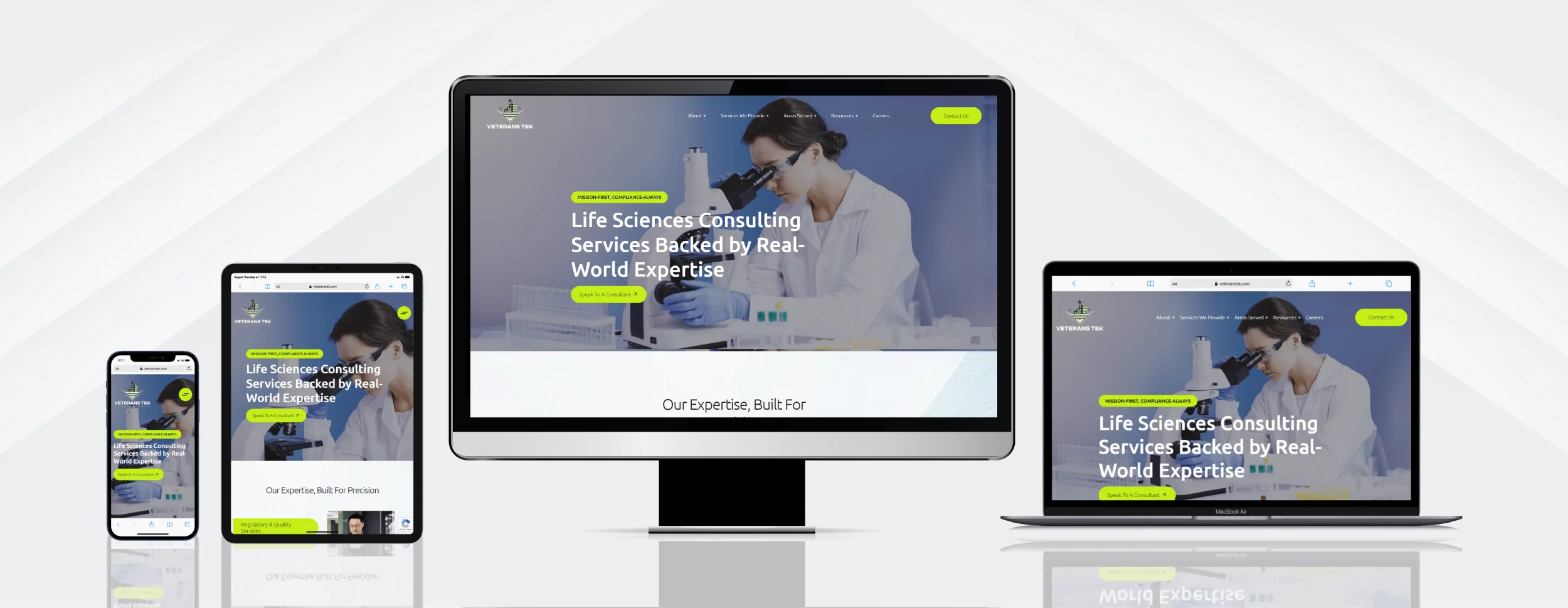 Veterans Tek responsive website design on devices by vdm