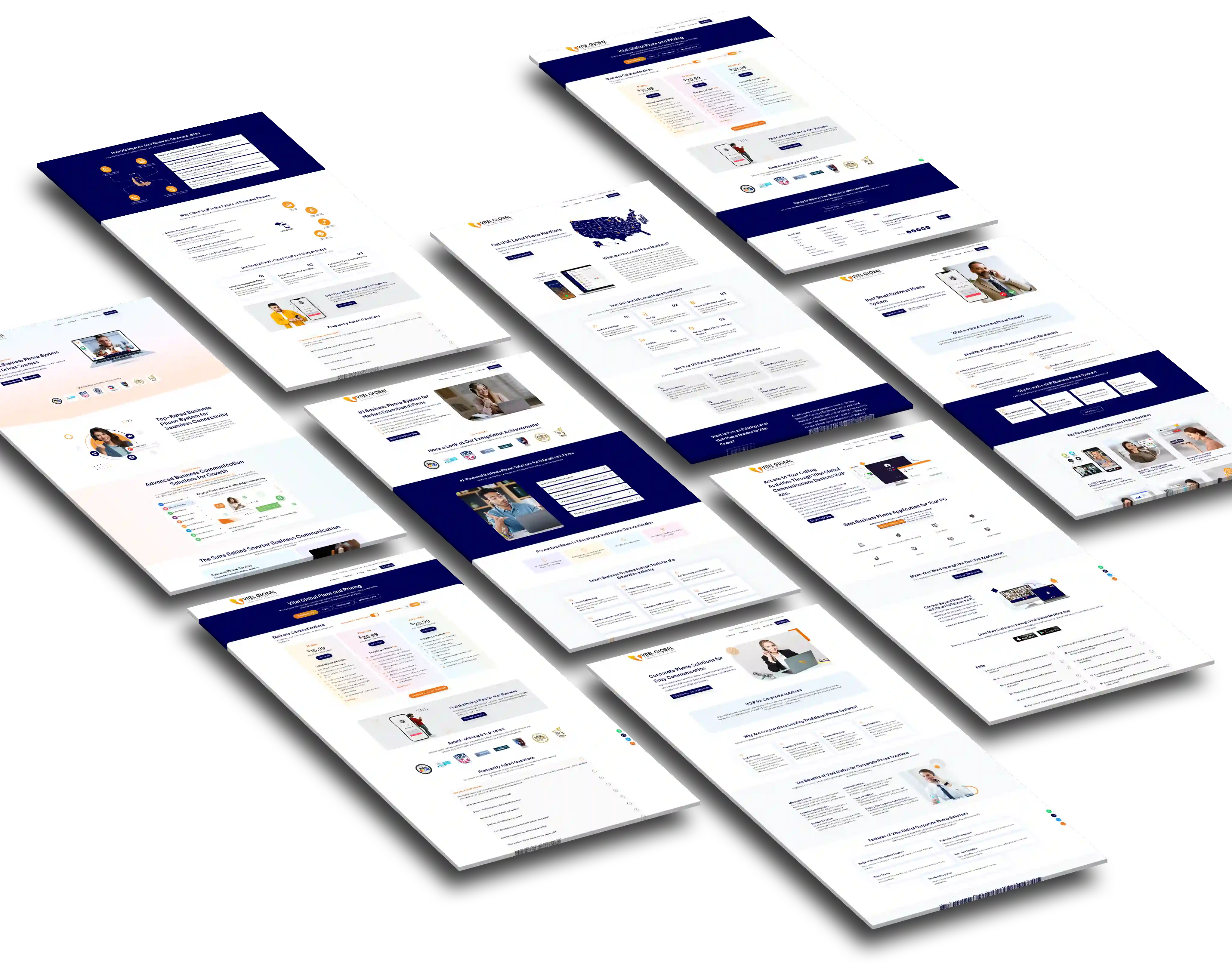 Vitel Global Communications website redesign page layouts by vdm