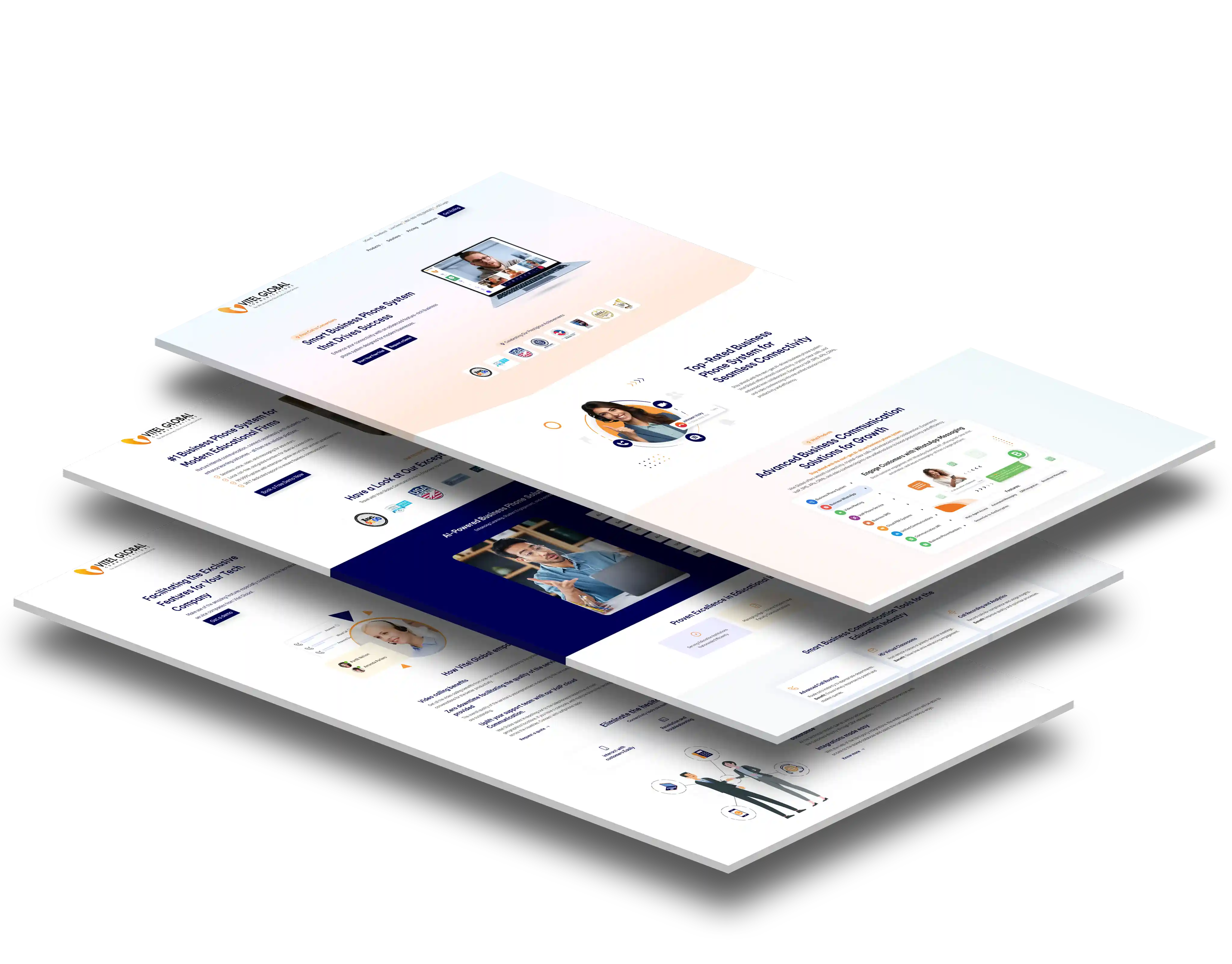 Vitel Global Communications website mockup previews by vdm