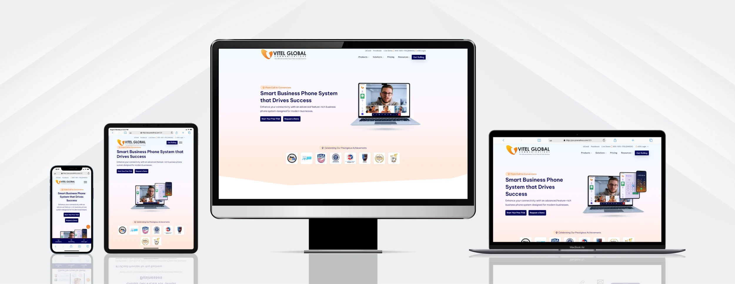 Vitel Global Communications responsive website design on devices by vdm